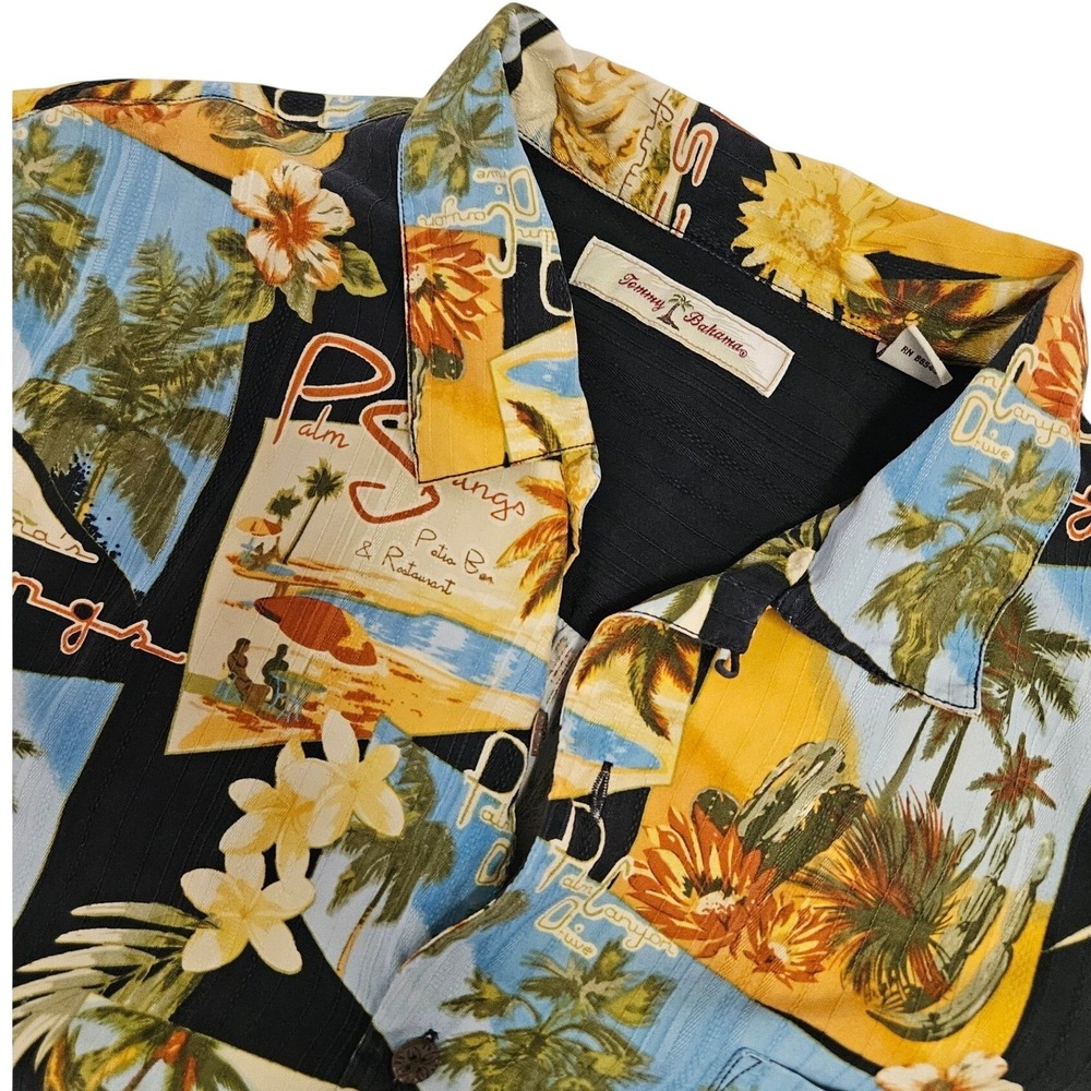 Tommy Bahama Palm Springs Camp Shirt Hawaiian Tropical Floral Resort Men's Large